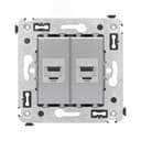 Avanti Компьютерная розетка RJ-45 без шторки в стену, кат.6 двойная экранированная,  Закаленная сталь