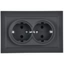 Розетка 2-м СП BRITE РС12-3-БрГ 16А в сборе с заземл. без защ. шторок графит IEK BR-R21-16-K53-F