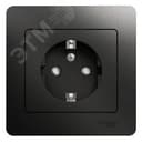 GLOSSA Розетка с заземлением со шторками антрацит в сборе Systeme Electric
