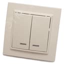 Выключатель двухклавишный c индикатором, Эрна, слоновая кость, Stekker