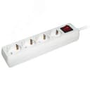 Удлинитель бытовой 4 розетки шнур 3м с заземлением с выключателем 16А IEK