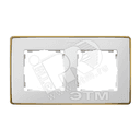 Рамка 2 поста белая основание золото Simon