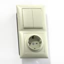 СЕЛЕНА  Блок Выключатель 2 клавишный 10А/ розетка с заземлением со шторками 16А БКВР-415 скрытый слоновая кость