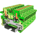 Клемма TP 1-1 проходная с боковой вводом провода с заземление .Push-in, сечение 2,5 мм. кв., желто-зел