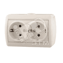 HATA Розетка двойная с заземлением белая Lezard