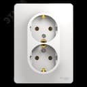 GLOSSA Розетка двойная с заземлением в сборе белая Systeme Electric