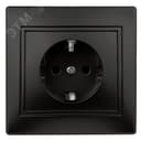 Розетка однофазная скрытого монтажа, в рамку с заземлением со шторками антрацит 16А 250В IP20 1-206-05 Intro Plano Б0053928 ЭРА