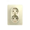 GLOSSA Розетка двойная с заземлением в сборе бежевая