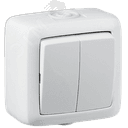 Выключатель двухклавишный наружный белый 10А IP44 10А HEGEL