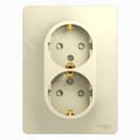 GLOSSA Розетка двойная с заземлением со шторками в сборе бежевая Systeme Electric