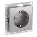 Розетка AtlasDesign 16А с заземл. защ. шторки быстрозажим. клем. механизм алюм. SE ATN000345S