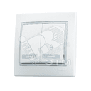 Мира Выключатель 2х клавишный белый с серой вставкой