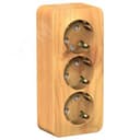 Розетка BLANCA наружная трехпостовая, с заземлением, со шторками, с изолирующей пластиной, 16А, 250В, ясень Systeme Electric