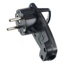 Вилка угловая плоская с кольцом, с заземлением, 250В,16A, IP20, черная,