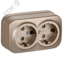 GLORY Розетка 2-местная для открытой установки с заземлением с защитными шторками 16А РСш22-3-ХШм шампань матовый IEK