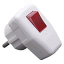 Вилка угловая с выключателем, с заземлением, 250В, 16A, IP20, белый,