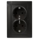 Розетка однофазная двойная скрытого монтажа, в рамку с заземлением без шторок антрацит 16А 250В IP20 1-205-05 Intro Plano Б0053919 ЭРА