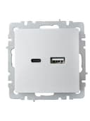 Розетка BRITE USB A+C 18Вт РЮ11-1-БрА механизм алюм. IEK BR-U22-018-K47