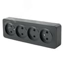 Розетка четырехместная б/з 250В 10А серия София черный матовый STEKKER