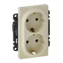 Valena LIFE Розетка силовая двойная 2х2К+З 16А 250В с лицевой панелью безвинтовые зажимы слоновая кость