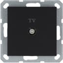 Розетка телевизионная проходная TV Ф9.5мм механизм черн. матов. soft touch Jasmart G6002PB