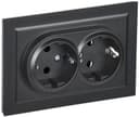 Розетка 2-м СП BRITE РС12-3-БрЧ 16А в сборе с заземл. без защ. шторок черн. IEK BR-R21-16-K02-F