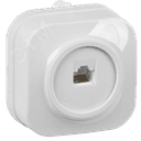 GLORY Розетка одноместная наружная компьютерная белая IEK