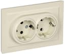 Розетка 2-м СП BRITE РСш12-3-БрКр 16А в сборе с заземл. защ. шторки беж. IEK BR-R24-16-K10-F