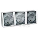 15 Aqua Розетка тройная 2Р+Е Schuko с крышками полупр. IP54 16А 250В винтовой зажим S15A белый