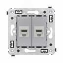 Avanti Компьютерная розетка RJ-45 без шторки в стену, кат.6А двойная экранированная,  Закаленная сталь
