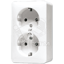Розетка штепсельная SCHUKO накладная 16A 250V сдвоенная белая JUNG