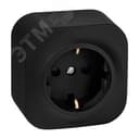 Розетка с заземлением - Legrand Quteo - со шторками IP20 16А 250В винтовые зажимы накладной монтаж - чёрный матовый Legrand