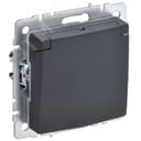 BRITE Розетка одинарная с заземлением с защитными шторками и крышкой 16А IP44 РСбш10-3-44-БрГ графит