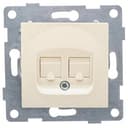 Розетка компьютерная и телефонная RJ45, RJ12 Ugra, механизм, бежевый GUSI Electric