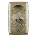 Розетка двойная наружная с заземлением со шторками с изоляционной пластиной золото