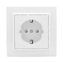 Розетка 1-м СП Минск 16А IP20 с заземл. защ. шторки бел. Basic EKF ERR16-028-100