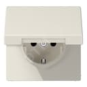 Штепсельная розетка SCHUKO одинарная, с заземлением, с шторками, с откидной крышкой, 16A, 250В  (механизм + накладка, без рамки). Серия LS990  Материал- дуропласт  Цвет- слоновая кость