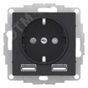 Розетка ATLASDESIGN 16А+USB  A+A, механизм, КАРБОН Systeme Electric