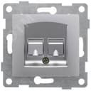 Розетка компьютерная RJ45 Ugra, механизм, двойной, серебро