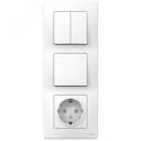BLANCA скрытой установки блок: розет з/к шт 16А,2 50В+выкл 1кл.+выкл 2кл.белый