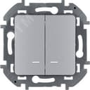 Выключатель двухклавишный с подсветкой/индикацией INSPIRIA 10 AX 250 В~ алюминий LEGRAND