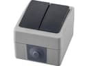 Выключатель STEKKER PSW1012154 двухклавишный открытой установки 250В 10А IP54 серыйграфит 32753