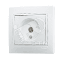 MIRA Розетка телевизионная ТV проходная белая с вставкой 701-0202-129 Lezard