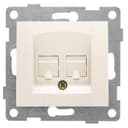 Розетка компьютерная RJ45 Bravo, механизм, двойной, бежевый GUSI Electric