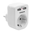 Переходник сетевой с/з c 2 USB 2,1А, STEKKER, 250В, 16A, IP20, белый