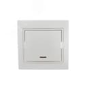 Выключатель одноклавишный, с подсветкой, белый, с белой вставкой