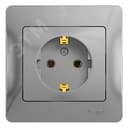 GLOSSA Розетка с заземлением в сборе алюминий Systeme Electric