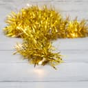 Гирлянда светодиодная Мишура золотая 10 LED 15 м прозрачный ПВХ теплое белое свечение 2 х АА батарейки не в комплекте NEONNIGHT 304012