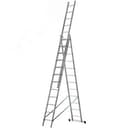 Лестница трехсекционная алюминиевая усиленная, 3x12 ступеней, H=343/594/841 см, вес 17.83 кг