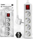 Удлинитель 4х5м с заземл. с выкл. 10А 3х1.5 TOKOV LIGHT TKL-C01-BU4-5-1.5-ZV